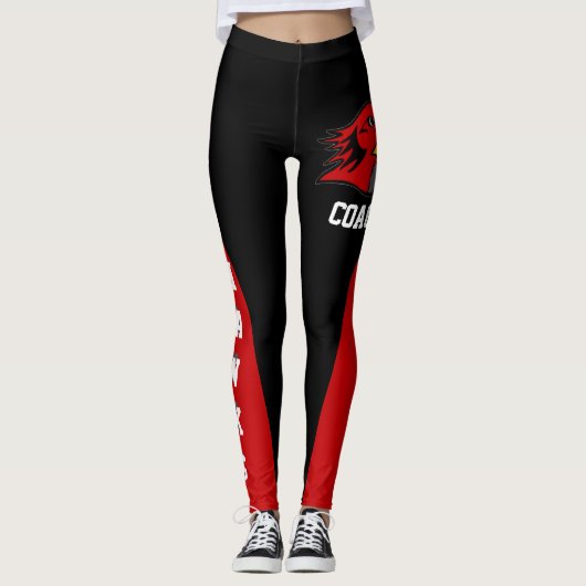 Leggings Mascotte noire et rouge pour l'équipe et le ventil (Devant)