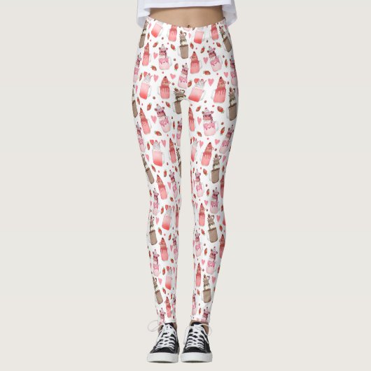 Leggings Mason Jar Milkshakes Valentine Motif (Devant)