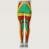 Leggings masque de tiki aztèque coloré (Devant)