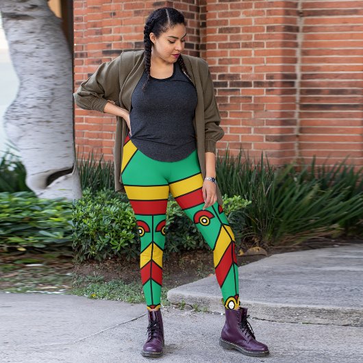 Leggings masque de tiki aztèque coloré