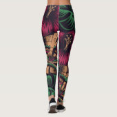 Leggings Masque de tiki foncé et fleur d'hibiscus (Dos)
