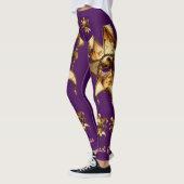 Leggings Masques de mardi gras d'or sur la prune (Gauche)