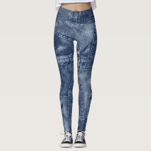 Leggings Matériau Denim dans un motif de poche patchwork.