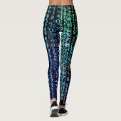 Leggings Matrice de technologie Code binaire Aqua Black (Dos)