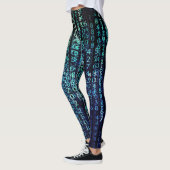 Leggings Matrice de technologie Code binaire Aqua Black (Gauche)