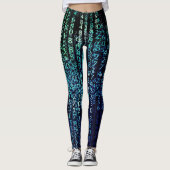 Leggings Matrice de technologie Code binaire Aqua Black (Devant)