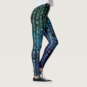 Leggings Matrice de technologie Code binaire Aqua Black