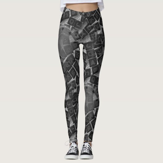 Leggings Matrices de tisonnier et guêtres noires et (Devant)