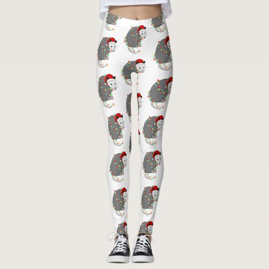 Leggings mauvais Noël santa claus opossum (Devant)