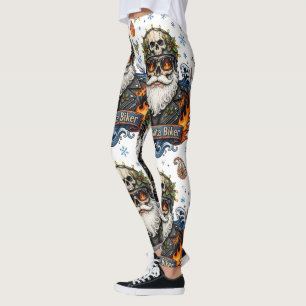 Leggings Mauvais Père Noël Motard Crâne, Père Noël Motard M