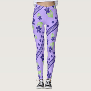 Leggings Mauve Avec Fleurs Violettes