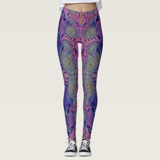 Leggings ~mauve bleu vert 3D ~ Original (Devant)