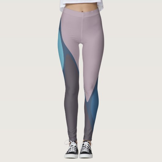 Leggings Mauve et bleu graphique II (Devant)