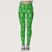 Leggings Médaillon japonais Motif, Dark Jade Green (Devant)
