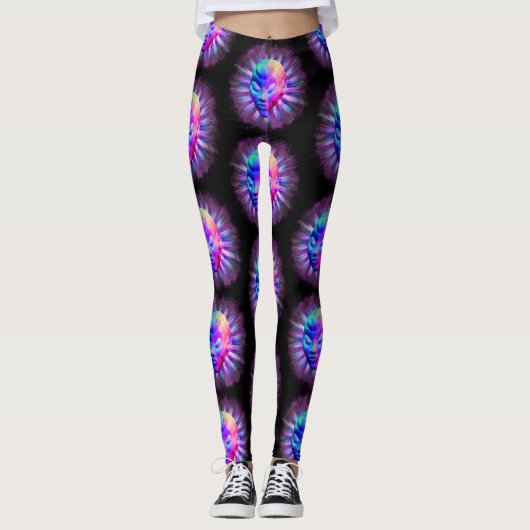 Leggings Méditation psychédélique Alien (Devant)