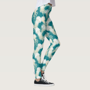 Leggings Méduse Dans L'Océan Bleu Été Saison