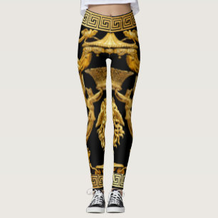 Leggings Méduse dorée, Séraphins et Baldaquin sur noir