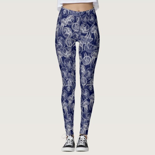 Leggings méduse lunaire bleu minuit (Devant)