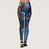 Leggings Méduses fraîches en mer bleue profonde (Dos)