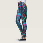 Leggings Méduses fraîches en mer bleue profonde (Gauche)
