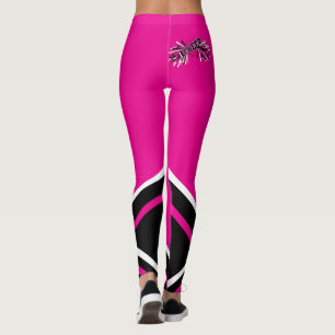 Leggings Mégaphone de rose indien, blanc et noir de pom-po
