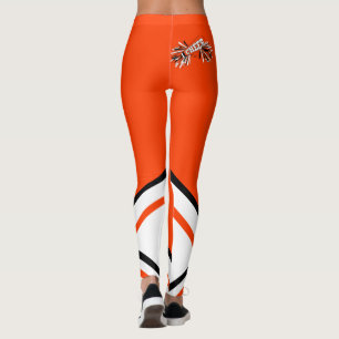 Leggings Mégaphone orange, blanc et noir de pom-pom girl