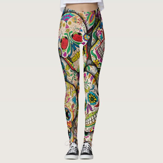 Leggings Meilleure vente Motif crâne sucre (Devant)