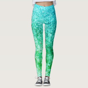 Leggings Mélange De Couleurs Vertes Et Bleues Gradient