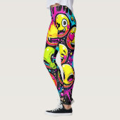 Leggings Mélange d'Emoji Néon Funky (Gauche)