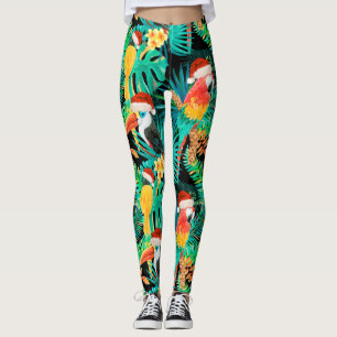 Leggings Mele Kalikimaka Oiseaux de la jungle tropicale