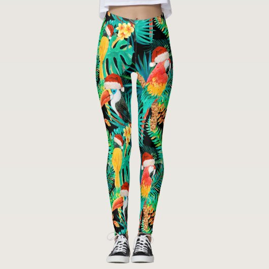 Leggings Mele Kalikimaka Oiseaux de la jungle tropicale (Devant)