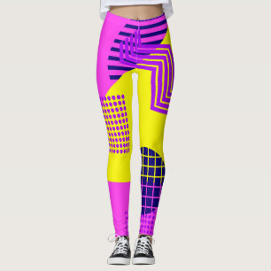 Leggings Memphis Eighties : Arrière - plan de formes géomét