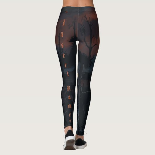 Leggings Menace Lune : La Forêt Noire Hantée à Dusk (Dos)