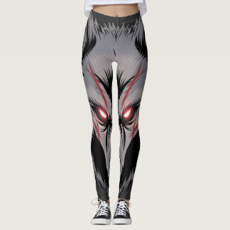 Leggings Menacer le loup avec les yeux rouges brillants