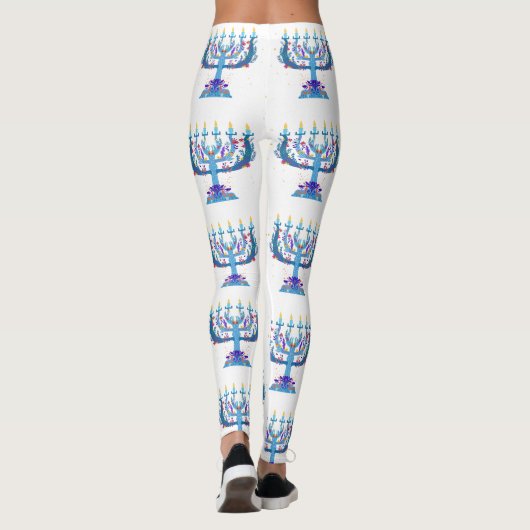 Leggings menorah à fleurs hanoukka (Dos)