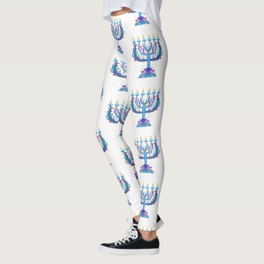 Leggings menorah à fleurs hanoukka (Gauche)