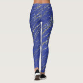 Leggings Menu de fête rayé marbre bleu et argent moderne gl (Dos)