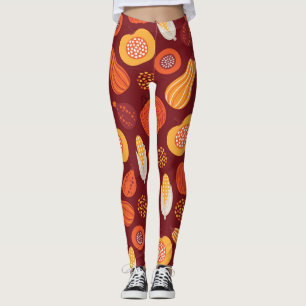 Leggings Merci Citrouille Brown Motif sans Seamless.