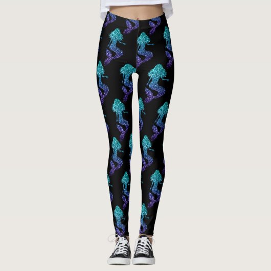 Leggings Mermaid aqua blue ombre motif (Devant)