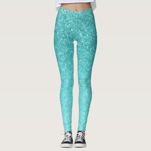 Leggings Mermaid en verre d'eau bleu Parties scintillant ét (Devant)