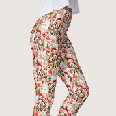 Leggings Merry Christmas Santa Hat Dog Puppy Design - White