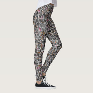 Leggings Messagerie de saumon brut et gris irrégulier mosaï
