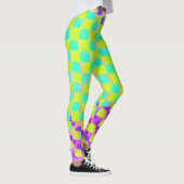 Leggings Messy Neo Mint et Purple Checkerboard Motif (Droite)