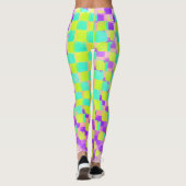 Leggings Messy Neo Mint et Purple Checkerboard Motif (Dos)