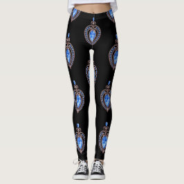 Leggings met blauwe diamanten harten