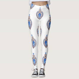 Leggings met blauwe diamanten harten