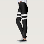 Leggings met dubbele dikte, zwart-wit, gestreept Y (Links)