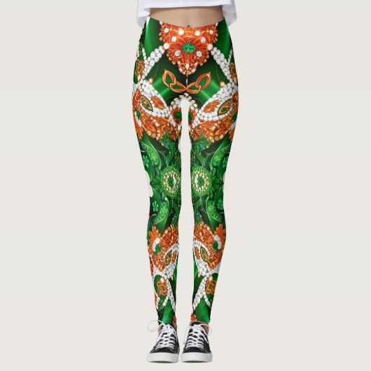 Leggings met Iers Kleuren ontwerp (Voorkant)