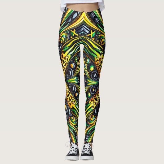 Leggings met Jamaicaanse kleuren ontwerp (Voorkant)