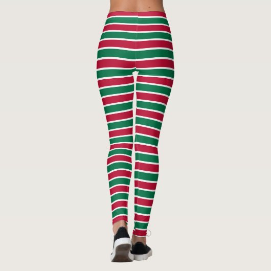Leggings met kerstrood en groene Stripe vakantie (Achterkant)